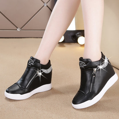 Akexiya Winter Fashion Sneakers Platform Woman Autumn High Top Female Casual Shoes Wedge Side Zipper Fashion Warm Snow Sneakers