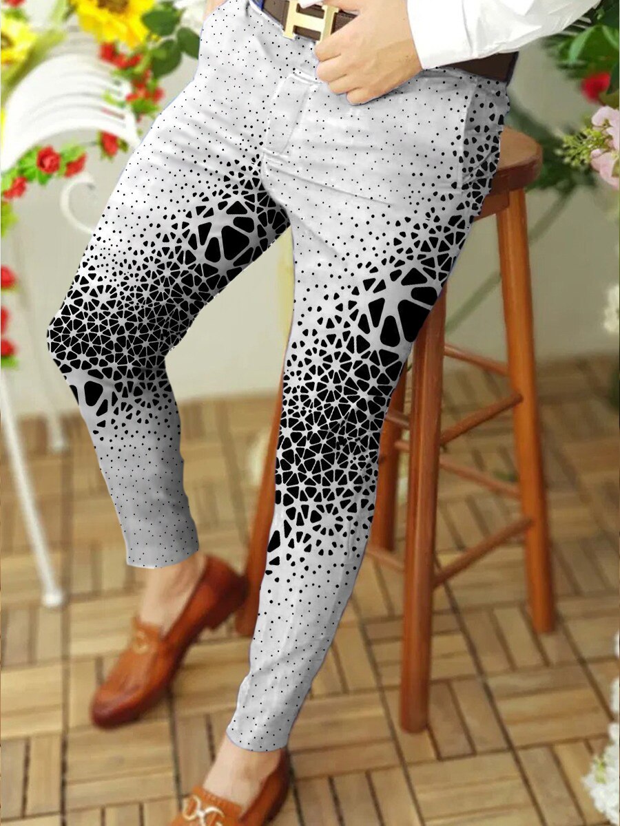 Mens Clothes Streetwear  Casual Men Pattern Printed Pants Pencil Pant Business