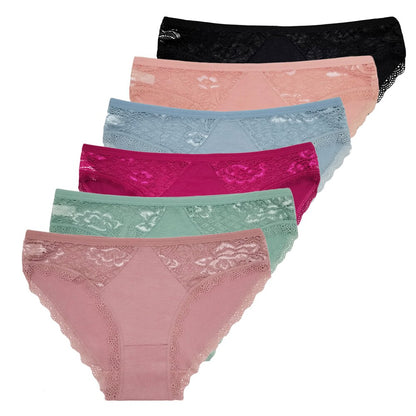 5 PCS/Set Sexy Lace Female Cotton Panties