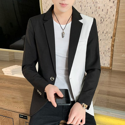 Tulututu Plus, Men Printed Suit Male Blazer Stand-up Collar Casual Suit Thin Jacket 3XL