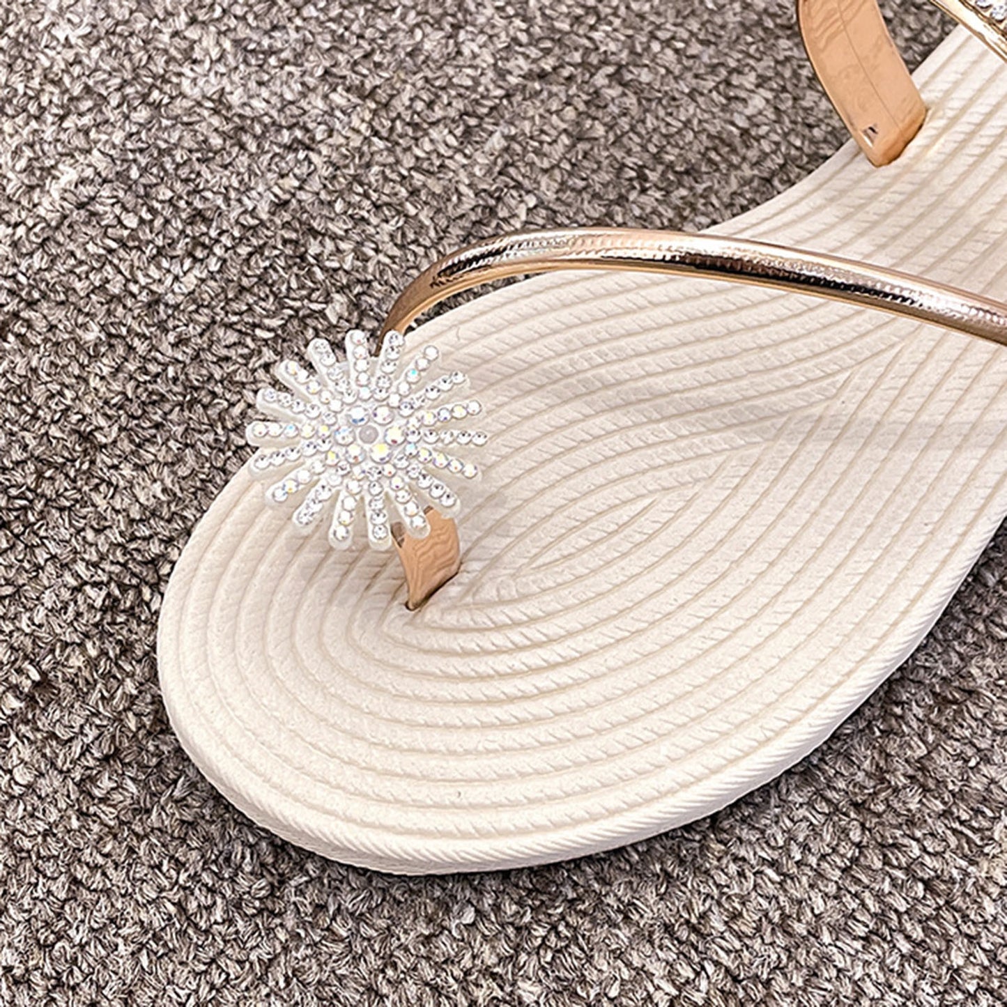 Summer Beach Slippers Women Pearl Set Toe Elastic Sandals Flat Strap Casual Home Sandals Slippers Beach Slippers Zapatos Mujer