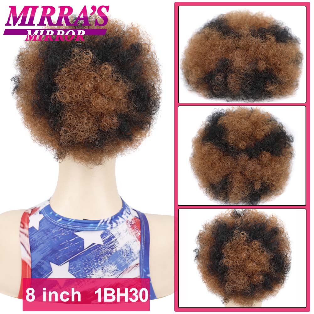 Afro Puff Drawstring Ponytail Hair 10 Inch Short Afro Kinkys Curly Afro Bun Extension Hair