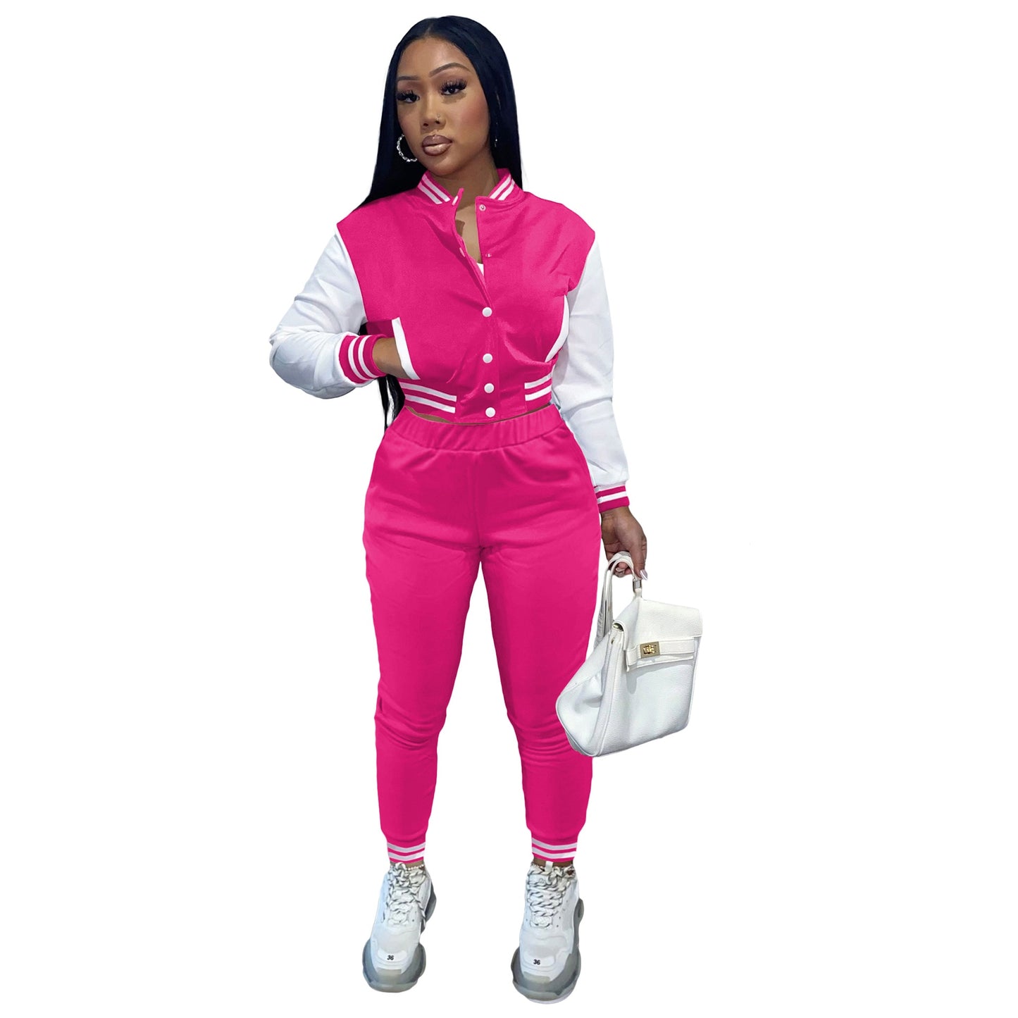 Patchwork Baseball Tracksuit 2 Two Piece Set Women Outfits Sport Varsity Jacket jogging Pants Track Suits Streetwear Matching