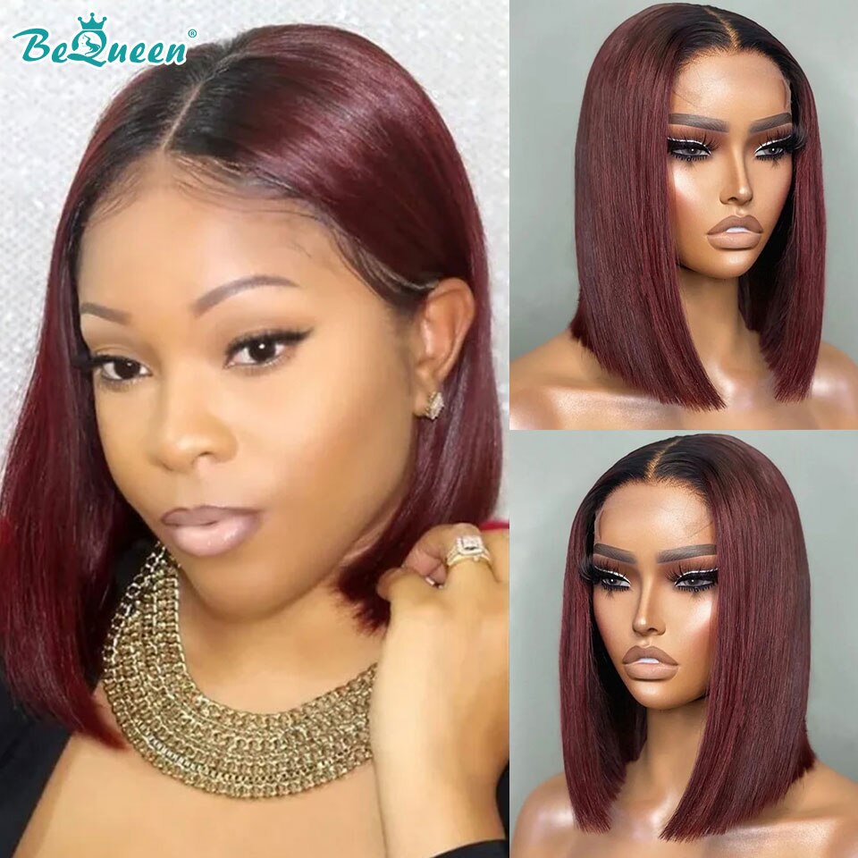 100% human, Highlight Wig Human Hair  Bob Wig Lace Front Human Hair Wigs