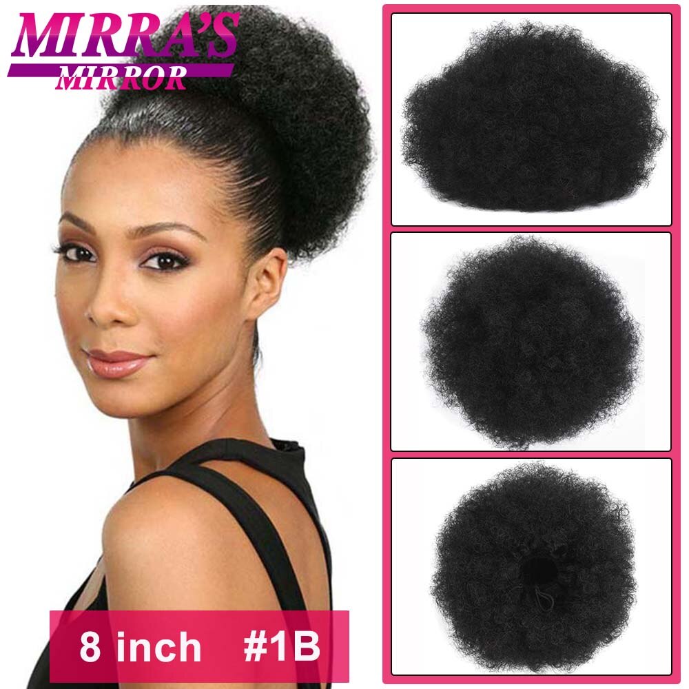 Afro Puff Drawstring Ponytail Hair 10 Inch Short Afro Kinkys Curly Afro Bun Extension Hair