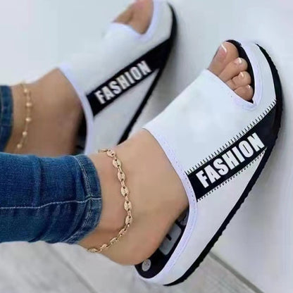 Women Fabric Uppers Slippers Female Peep Toe Flat Platform Multiple Colour Sandals Lady Sewing Large Size Round Open Toed Shoes