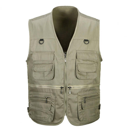 New Male Casual Summer Sleeveless Work Vest Men Classic Multi Pocket Photograph Waistcoat Tactical Masculino Overall Vest Jacket