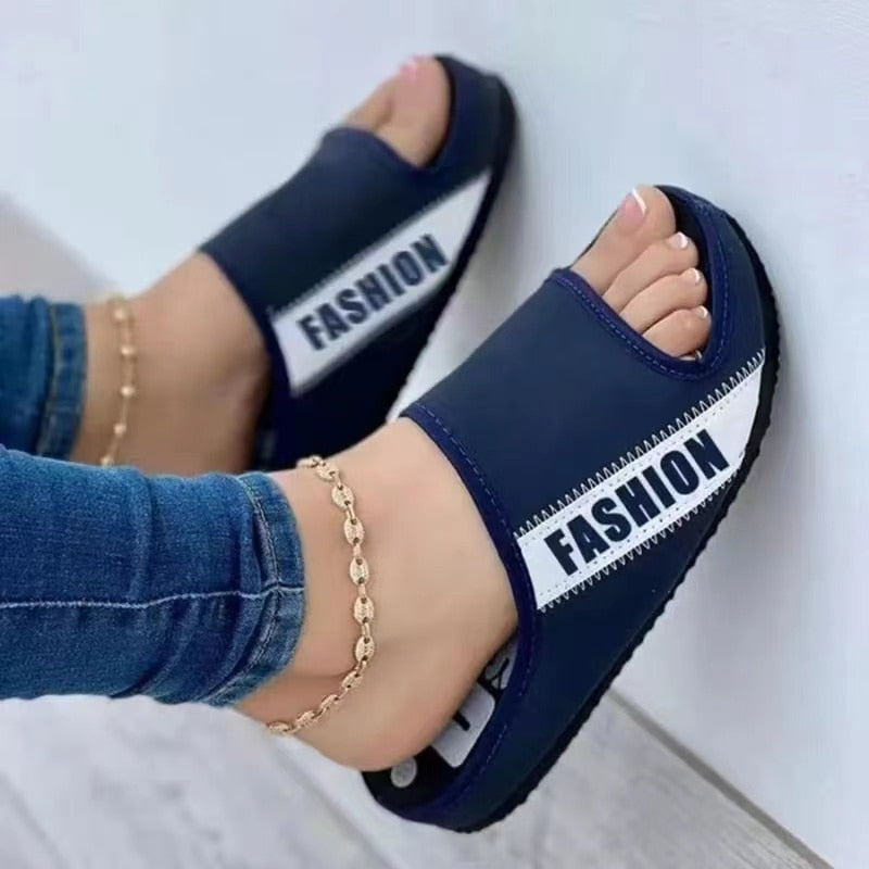 Women Fabric Uppers Slippers Female Peep Toe Flat Platform Multiple Colour Sandals Lady Sewing Large Size Round Open Toed Shoes