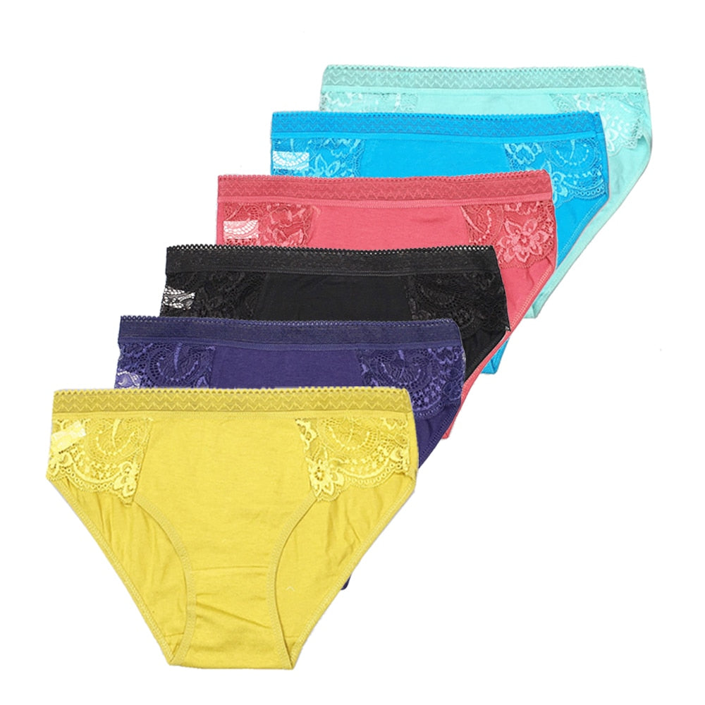 5 PCS/Set Sexy Lace Female Cotton Panties