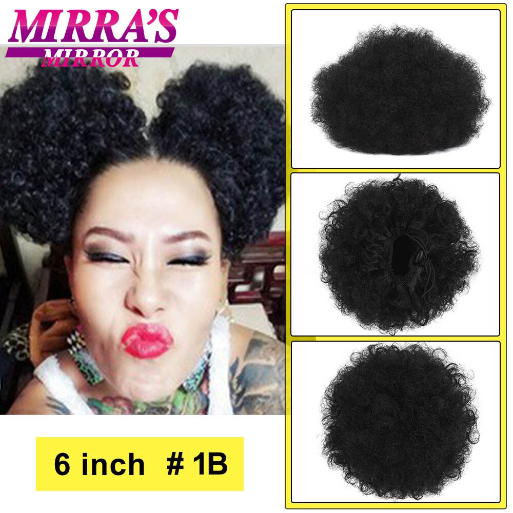 Afro Puff Drawstring Ponytail Hair 10 Inch Short Afro Kinkys Curly Afro Bun Extension Hair