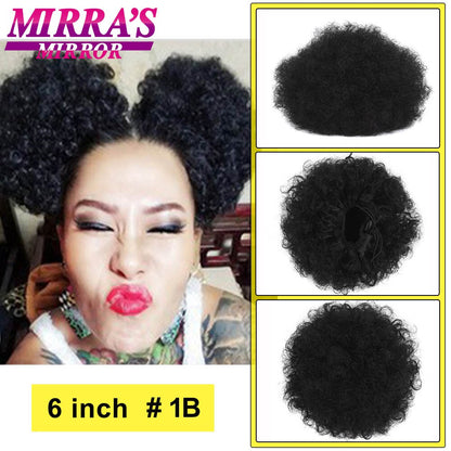 Afro Puff Drawstring Ponytail Hair 10 Inch Short Afro Kinkys Curly Afro Bun Extension Hair