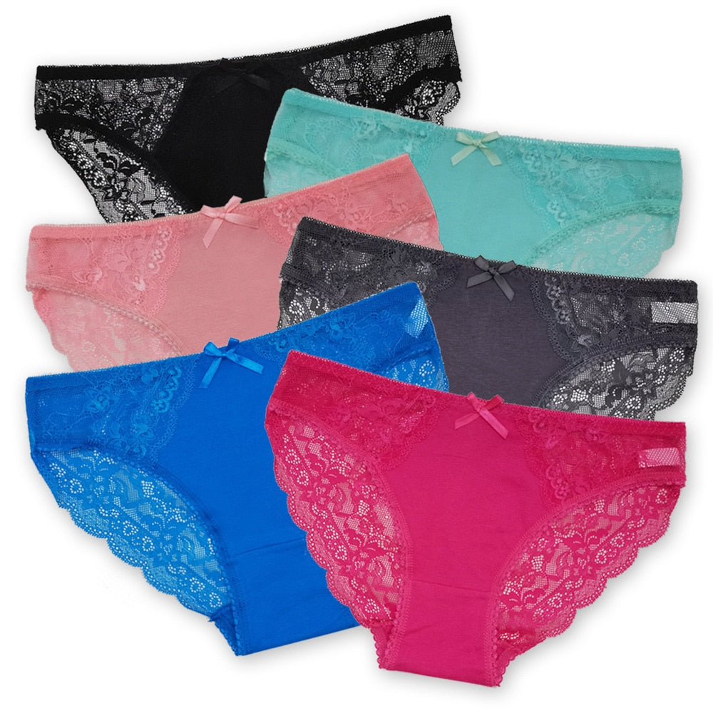 5 PCS/Set Sexy Lace Female Cotton Panties