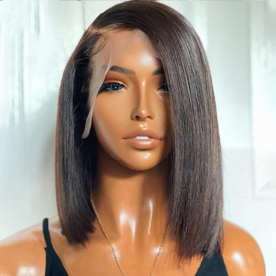 Human Hair Wigs Brazilian Straight Bob Wigs For Women Transparent Frontal Wig On Sale Cheap PrePlucked Lace Wigs Natural Hair