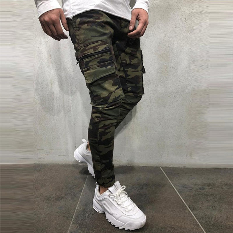 Men Fashion Joggers Camouflage Jeans Youth Personality Slim Trend Jeans Trousers