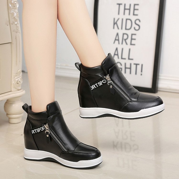 Akexiya Winter Fashion Sneakers Platform Woman Autumn High Top Female Casual Shoes Wedge Side Zipper Fashion Warm Snow Sneakers