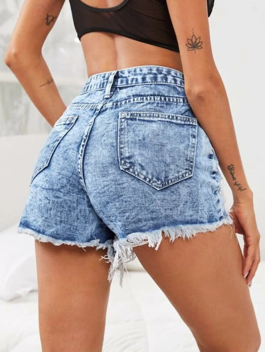 Women Sexy Ripped High Waist Vintage Denim Shorts