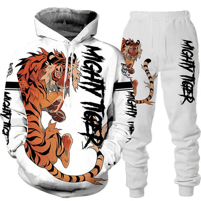 New Animal 3D Tiger Printed Hoodie + Pants Suit Cool Men/Women 2 Pcs Sportwear Tracksuit Set Autumn And Winter Men&#39;s Clothing