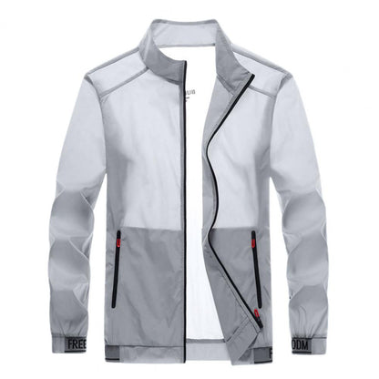 Men&#39;s Summer Jacket Thin Windbreaker Fashion Shiny Sunscreen Casual Zipper Coat Packable Bomber Jackets for men chaquetas hombre