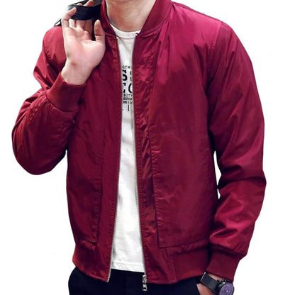 Men Jacket Long Sleeve Solid Color Zipper Cardigan Warm Stand Collar Casual Baseball Coats Jackets for men chaquetas hombre