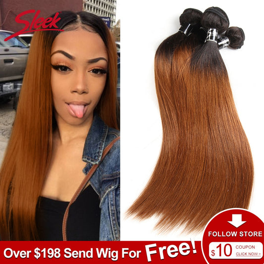 Sleek Ombre Brazilian Hair Straight 1B/30 Human Hair Weave