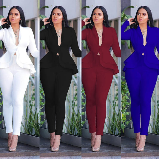 Women's Set Tracksuit  Pencil Pants Suit Two Piece Set Office Lady