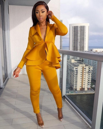 Women's Set Tracksuit  Pencil Pants Suit Two Piece Set Office Lady