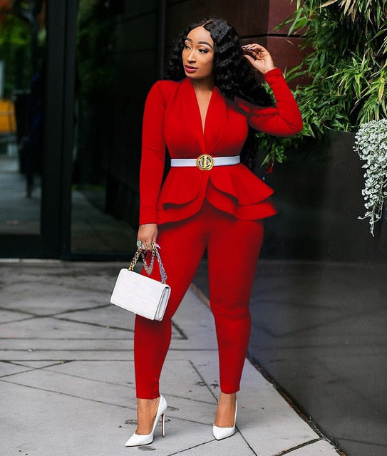 Women's Set Tracksuit  Pencil Pants Suit Two Piece Set Office Lady