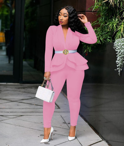 Women's Set Tracksuit  Pencil Pants Suit Two Piece Set Office Lady