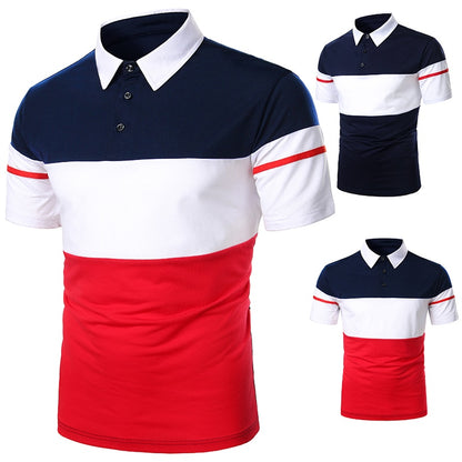 Men Polo  Shirt Short Polo Shirt Contrast Color Polo  Casual Fashion Men tops