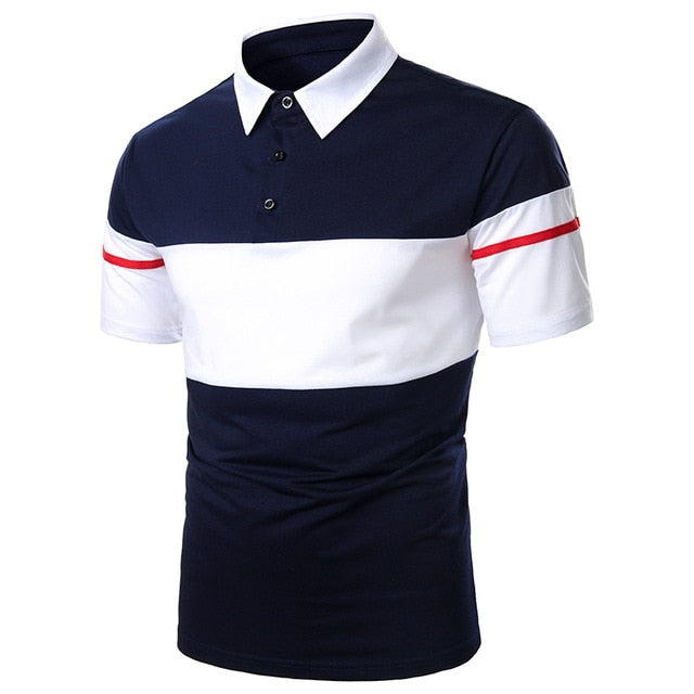 Men Polo  Shirt Short Polo Shirt Contrast Color Polo  Casual Fashion Men tops