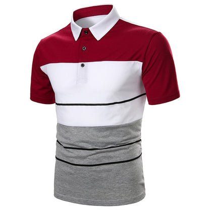 Men Polo  Shirt Short Polo Shirt Contrast Color Polo  Casual Fashion Men tops