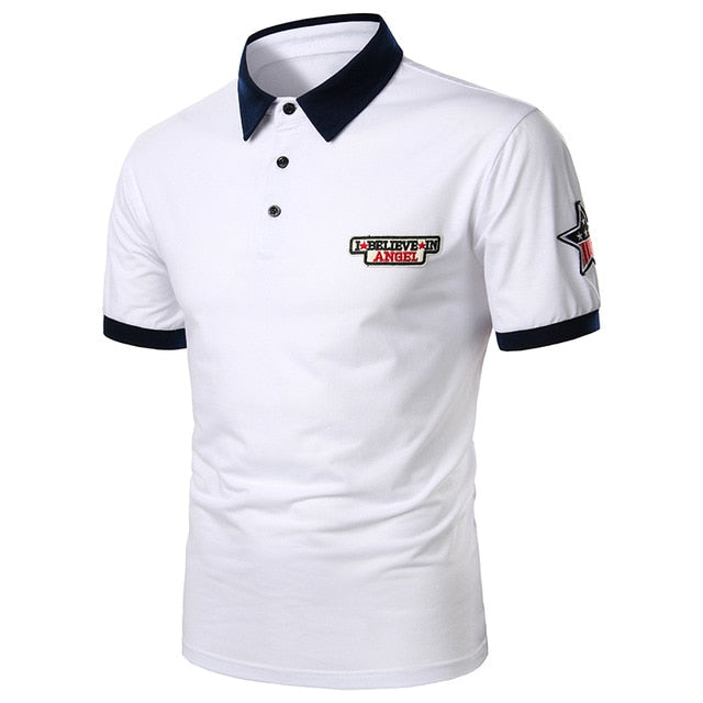 Men Polo  Shirt Short Polo Shirt Contrast Color Polo  Casual Fashion Men tops