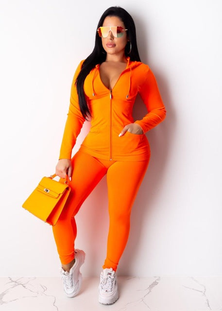 Two Piece Set Tracksuit Women Festival Clothing Fall Winter Top+Pant Sweat Suits