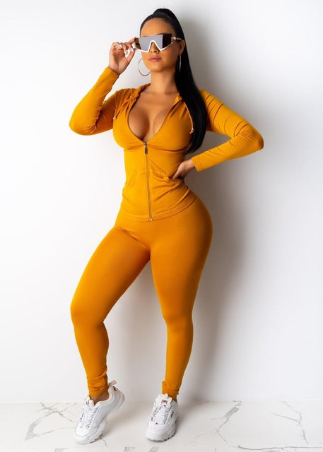 Two Piece Set Tracksuit Women Festival Clothing Fall Winter Top+Pant Sweat Suits