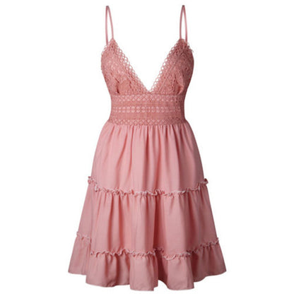 Summer Women Dress Sexy Mini Beach Dresses Sleeveless Mini Ruffle Dress