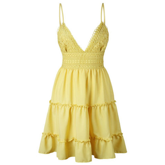 Summer Women Dress Sexy Mini Beach Dresses Sleeveless Mini Ruffle Dress