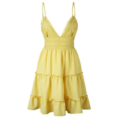 Summer Women Dress Sexy Mini Beach Dresses Sleeveless Mini Ruffle Dress