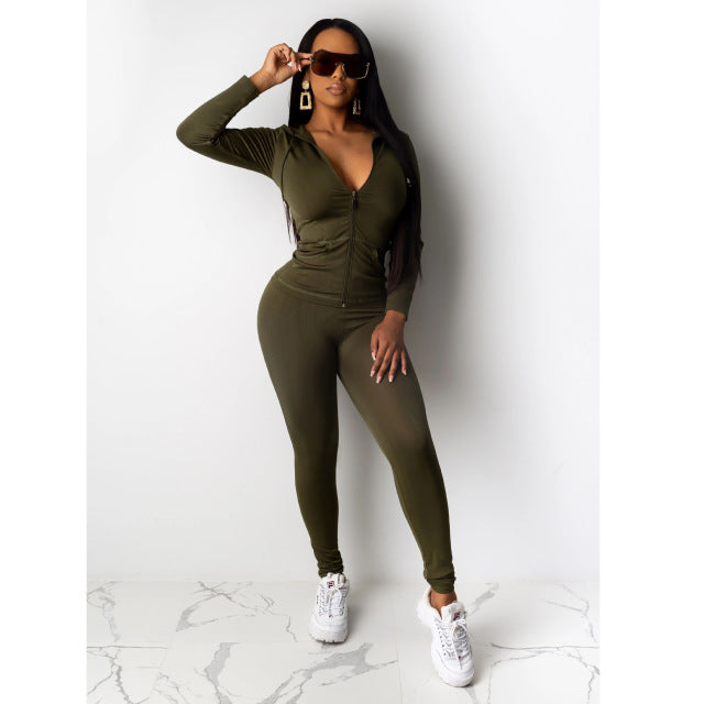 Two Piece Set Tracksuit Women Festival Clothing Fall Winter Top+Pant Sweat Suits