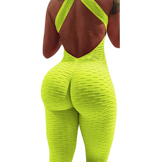 Sexy Halter Women Tracksuit Yoga High Waist Slim Sport Backless Running Sportswear