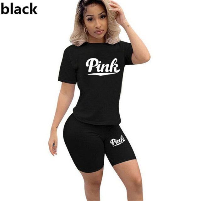 Casual Skinny Biker Home 2 Pieces Sets Women Suit for Fitness Shorts