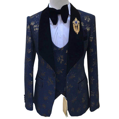 Latest Design British Style Printing Men Suit Casual Single-Breasted Wedding