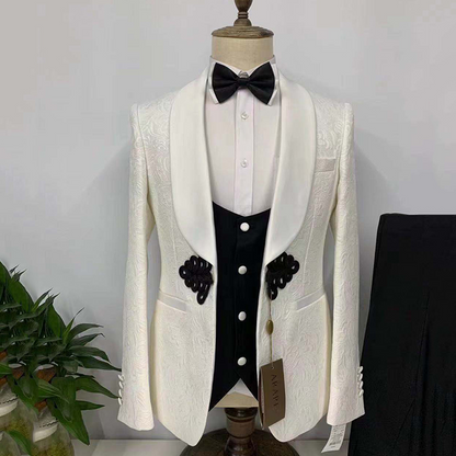 Latest Design British Style Printing Men Suit Casual Single-Breasted Wedding