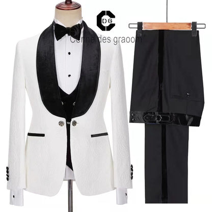 Latest Design British Style Printing Men Suit Casual Single-Breasted Wedding