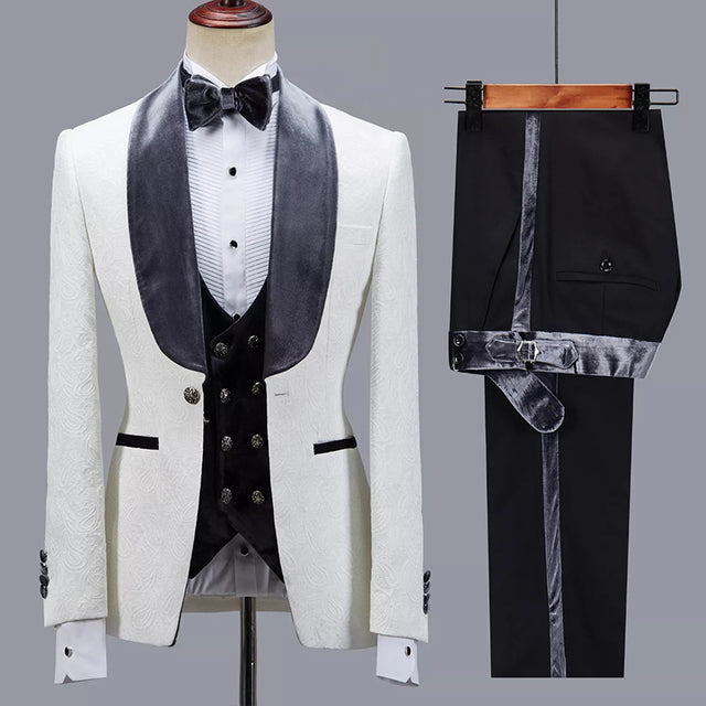 Latest Design British Style Printing Men Suit Casual Single-Breasted Wedding