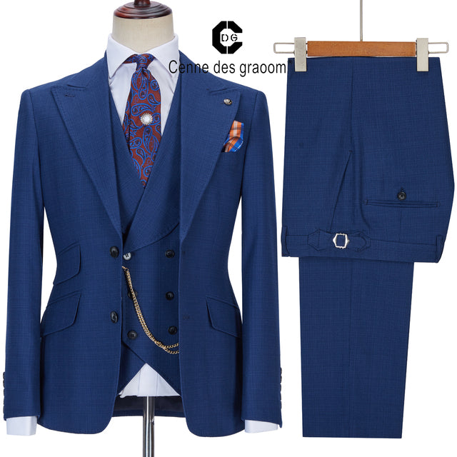 Latest Design British Style Printing Men Suit Casual Single-Breasted Wedding