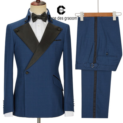 Latest Design British Style Printing Men Suit Casual Single-Breasted Wedding