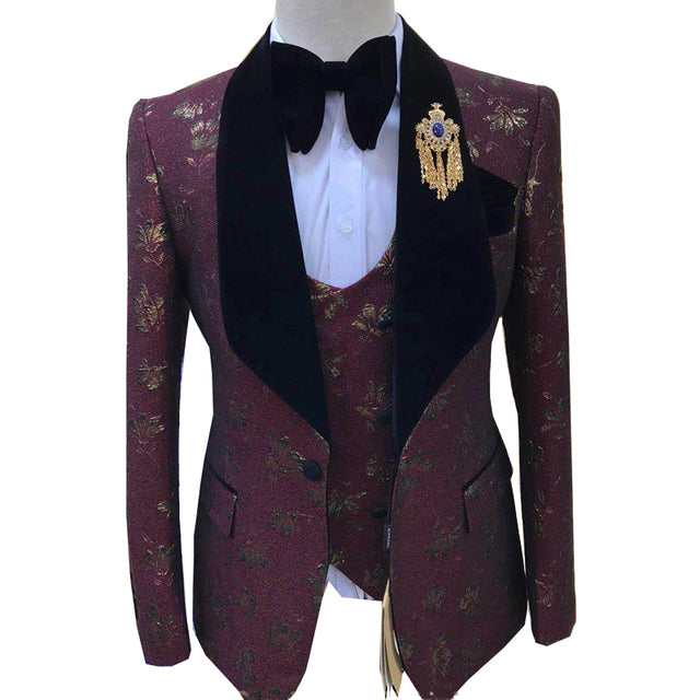 Latest Design British Style Printing Men Suit Casual Single-Breasted Wedding