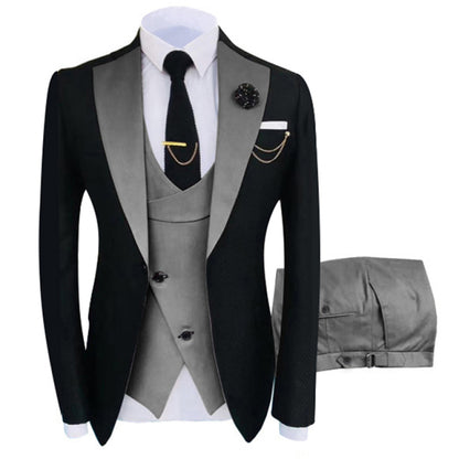 New Costume Homme Luxury Men Suit Regular 3 Pieces Set Jacket+Trousers+Vest