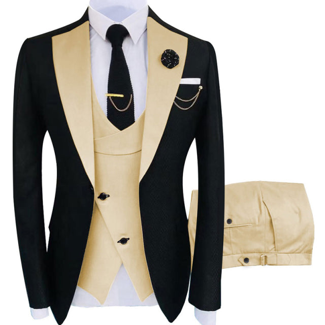 New Costume Homme Luxury Men Suit Regular 3 Pieces Set Jacket+Trousers+Vest