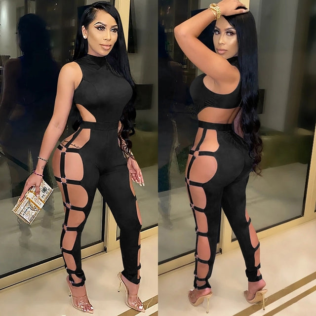 Sexy Black Bodycon Jumpsuit Romper Womenn Elegant Romper Women Catsuit